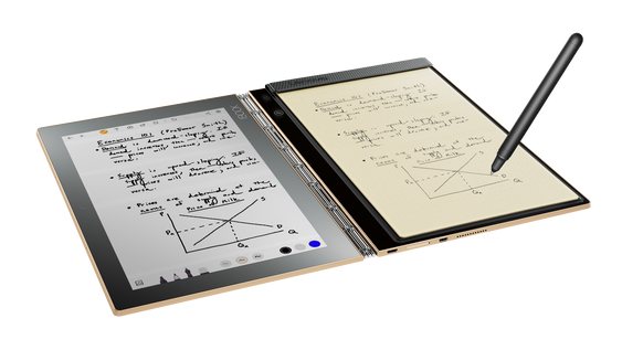 Når du ikke bruker tastaturet på Yoga Book kan du for eksempel bruke berøringsflaten til å ta notater.