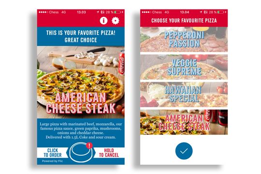 Med Dominos egen app kunne vi bestille pizza med Flic, utenom det er du avhengig av SMS-bestilling for at det skal fungere.