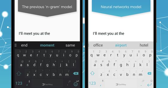 Den nye løsningen (til høyre) skal gi mer fornuftige ordforslag, hevder Swiftkey.