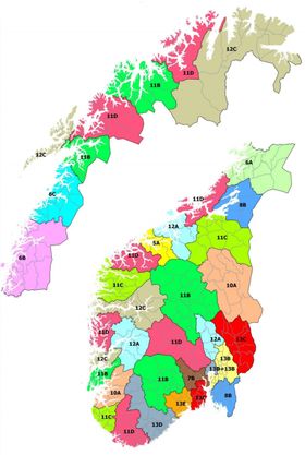 Lokalblokka: Oversikten over hvordan Norge er delt opp i lokalområder for DAB+-sendinger er litt av et lappeteppe og diametralt forskjellig fra Riksblokk 1.