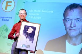 Politiforums redaktør Ole Martin Mortvedt fikk prisen «Årets bladfyk» på Fagpresseprisene i fjor.
