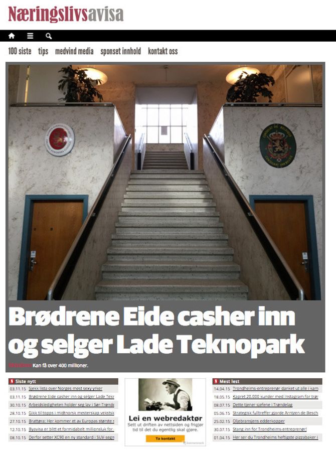 Møt gründerne som blåser i mediekrisa. Her er 24 nye Brødrene Eide casher inn og selger Lade Teknopark