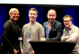 Våren 2016 møtte Medier24 denne gjengen på SKUP-konferansen. Fra venstre: Mariell Tverrå Løkås, Markus André Jensen, Geir Are Jensen og Preben Hunstad.