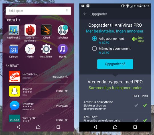 Reklame i menyer og medfølgende apper er både irriterende og unødvendig. Spesielt for dyre telefoner.