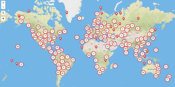 3D Hubs verdenskart.