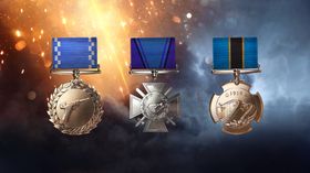 Noen av medaljene som kan tildeles i Battlefield 1.