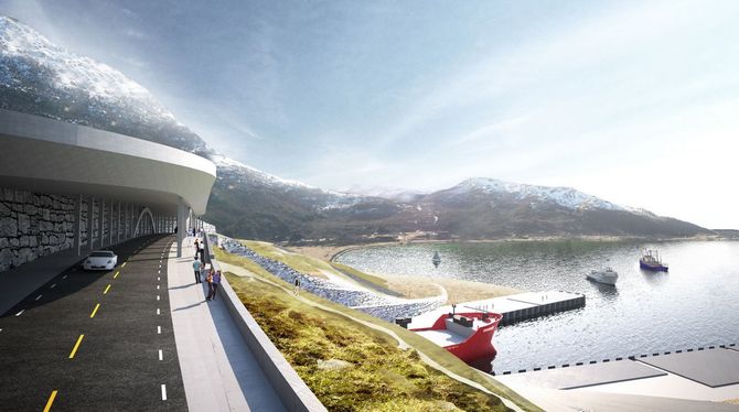 Det skal bygges bru og rassikring over den sørlige tunnelåpningen i Moldefjorden.