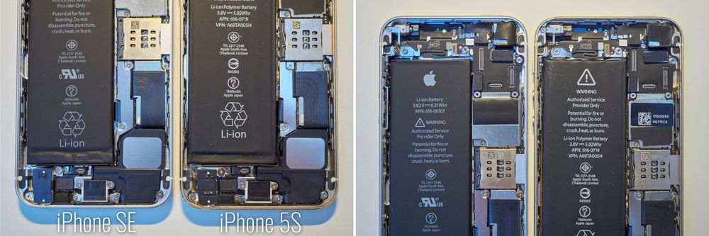 iPhone 5S og SE ser like ut på innsiden også. Klikk for større bilde.