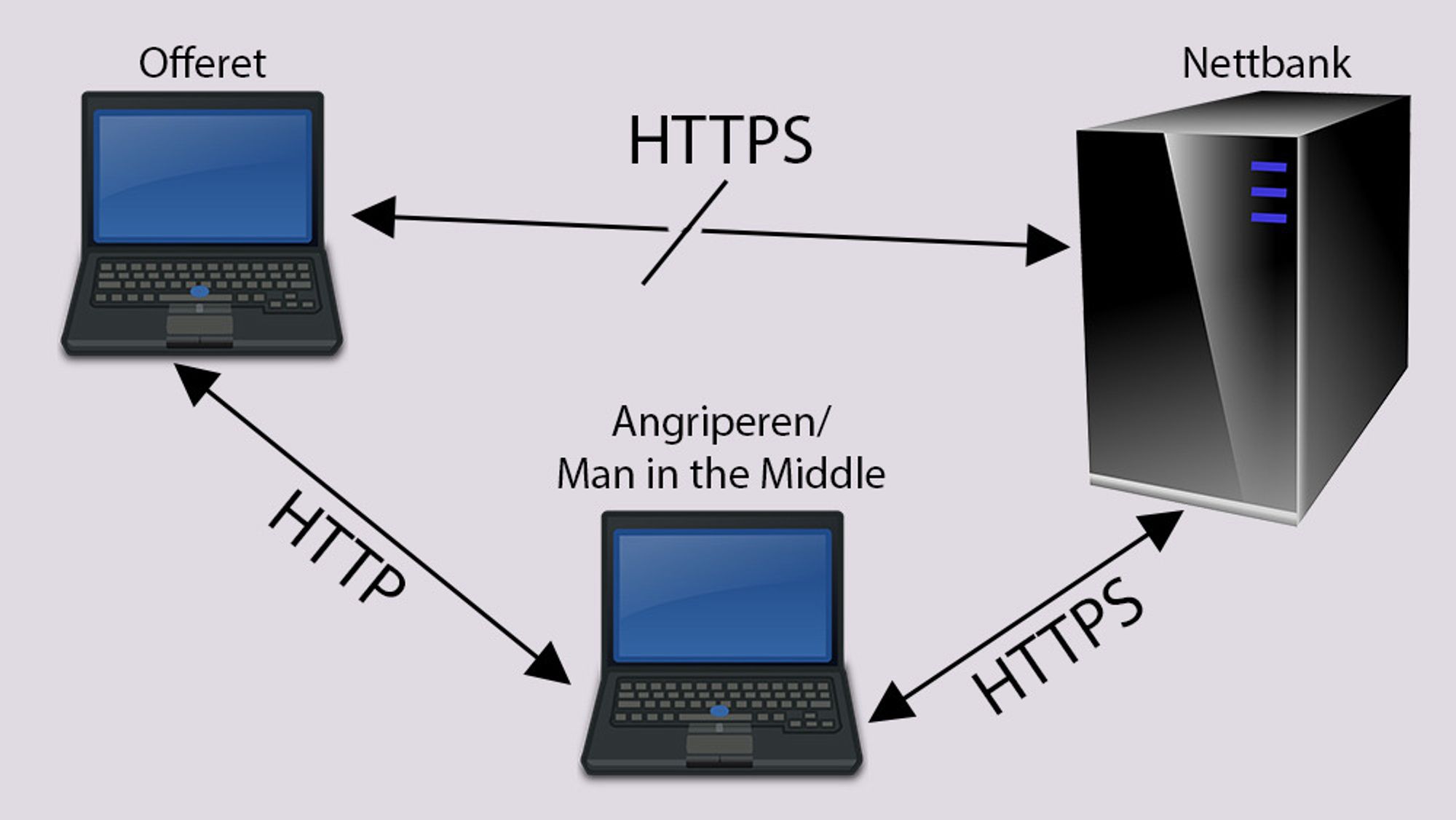 Med verktøy som SSLstrip kan en angriper avskjære HTTPS-forbindelser mellom nettleseren og webserveren. Det er enkelt å hindre, men få gjør det.