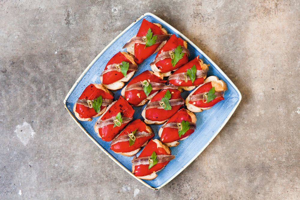 Paprika fylt med krabbe.