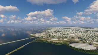 Ved hjelp av en BIM-modell ser man her et detaljert bilde av Hamar fra luften.