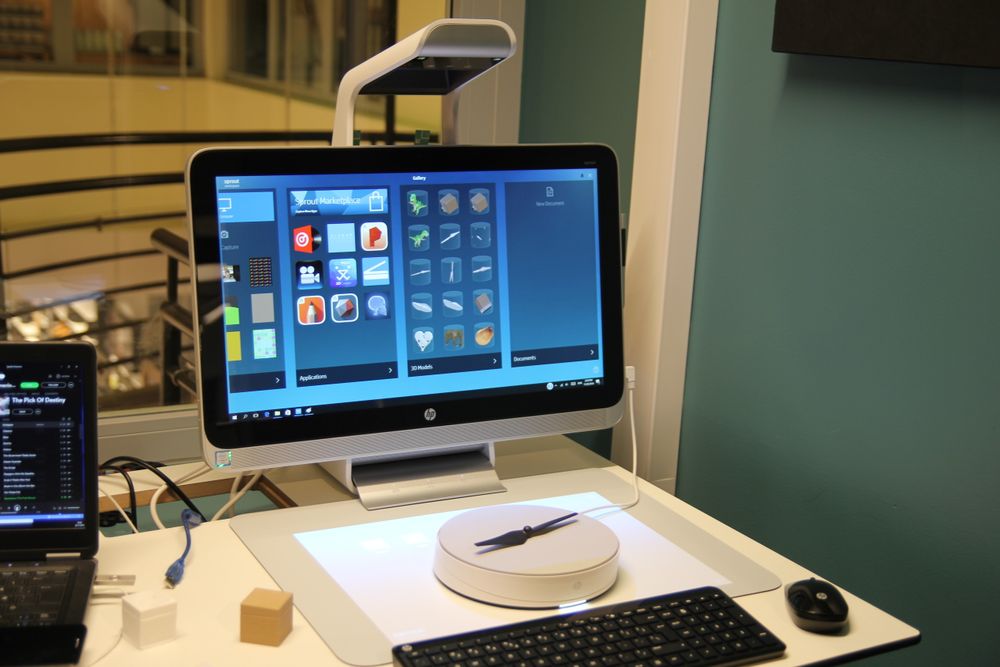 HP Sprout Pro med Capture Stage. Vi forsøkte med både hvit og sort propell, hvit ga best resultat.