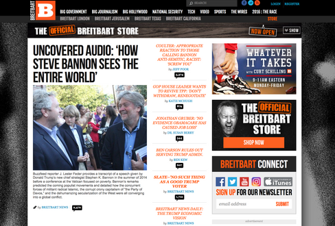 Skjermbilde fra Breitbart News.