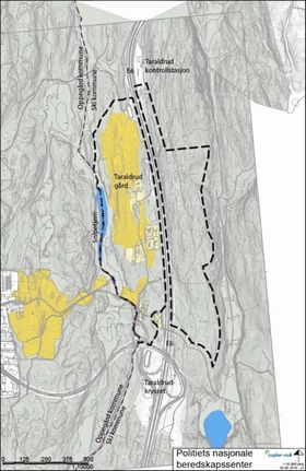 PLANOMRÅDET: Her ser du planområdet for det nye beredsskapsenteret.