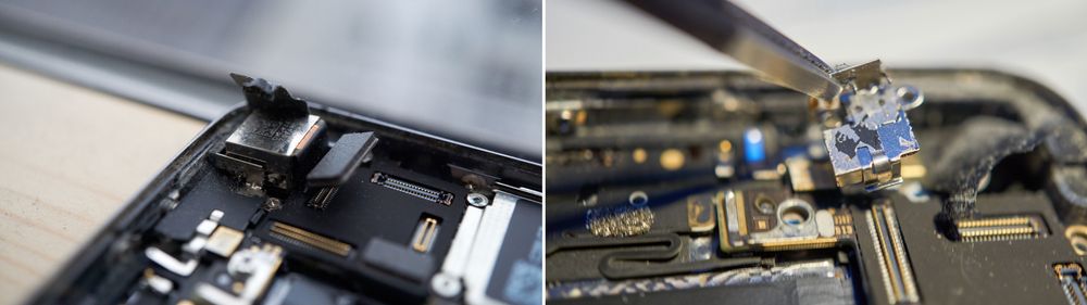 Kameraet og en liten metallbrakett henholdsvis poppes av og skrus ut.