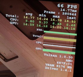 Dette bildet viser et Vega-basert grafikkort, trolig RX 490, med 8GB HBM2-minne. Bildet er tatt under AMDs Ryzen-annonsering.