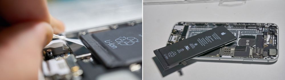 Såkalte «pull tabs» er veldig nyttig for å fjerne lim fra batteriet.