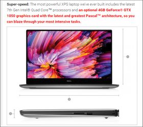 This should Dell supposedly have written about the new XPS 15 før they were aware of på the error and removed the text.