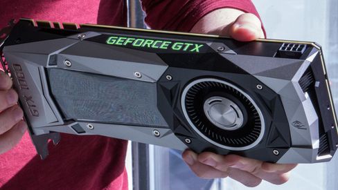 GTX 1080 Ti ventes å legge seg ytelsesmessig mellom avbildede GTX 1080 og Nvidias toppkort, Titan X.