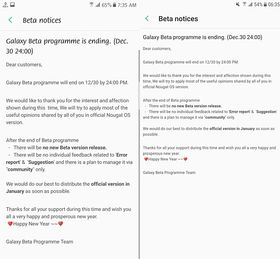 This is the official message from Samsung betateam.