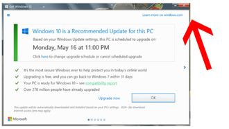 Stengte du dette vinduet sa du ja til oppgradering til Windows 10.