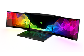 your Computer has two screens and a slide-out på pages with an automatic mechanism.
