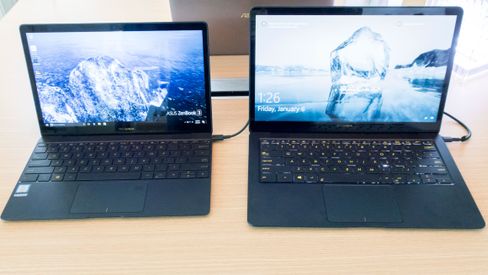 Asus Zenbook 3 til venstre, og den nye Zenbook 3 Deluxe til høyre.