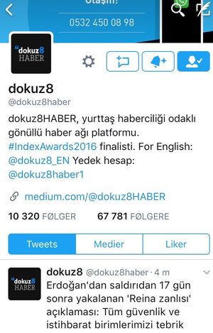 Nyhetsnettverkets Twitter-profil.