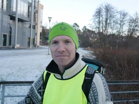 Rolf Undrum (41), Sofiemyr:– Jeg har forståelse for at kommunen har mye å gjøre om vinteren. Jeg sykler hele året rundt og det har vært helt topp å sykle om vinteren i Oppegård så langt.