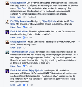 Fra Facebook-debatten om Frp, Nordlys og «Pravda».