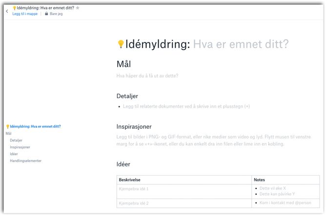 «Idémyldring» er en av flere ferdige maler.