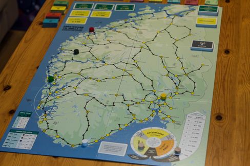 Her er spillebrettet, med enkle og rene farger for lett oversikt.