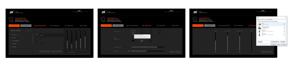 Programvaren gir oss også tilgang til EQ og noise-gate for mikrofonen, samt en egen «Stream port» - en virtuell lyd-ut-kanal som lar oss mikse lyden fra spillet, mikrofonen og de vi spiller med, som er fint hvis du vil gjøre opptak av spillingen din. Og alt lagres på hodetelefonene, vi trenger ikke kjøre programvaren i bakgrunnen for at det skal fungere.