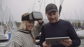 Christine Spiten med Moviemask, som gir en svært spesiell opplevelse når dronen følges i sanntid. Det skal gi en følelse av å være til stede, som en digital dykkermaske.