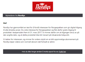 Denne e-posten kom til abonnentene som ble med på ordningen.
