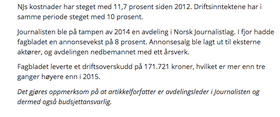 Fra gårsdagens omtale på Journalisten