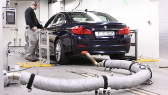 Avgasstesting av BMW 530d i 2010.