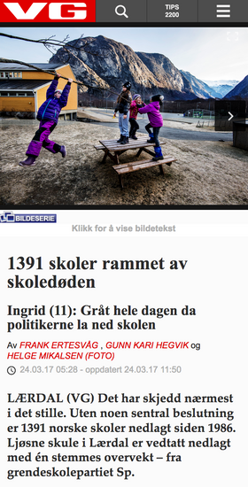 VG om skolenedleggelser «i det stille».