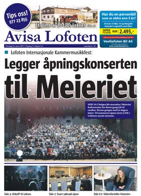 Denne ukas forside av Avisa Lofoten.