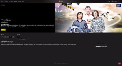 Slik ser en typisk serieepisode-side ut. Herfra kan du se alle andre episoder av samme serie som er tilgjengelig, i tillegg til hvor lenge den aktuelle episoden er tilgjengelig.