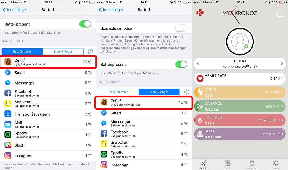 ZeFit-appen er ikke spesielt veldesignet eller funksjonsrik, men verst av alt: Den suger batteri som ingenting annet.