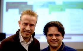Kristoffer Egeberg og Jari Bakken - nå redaktør og utvikler for Faktisk.no.