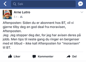 Arnes Facebook-post tirsdag kveld.