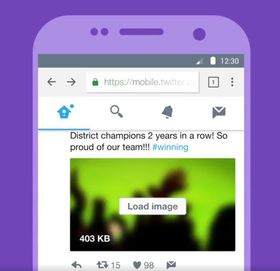 Twitter Lite har en datasparingsmodus som lar deg manuelt klikke på bilder og video du vil laste inn.