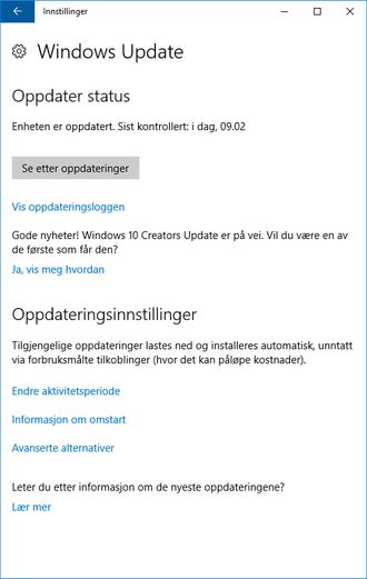 Microsoft anbefaler ikke at du gjør det, men opplyser likevel gladelig at man nå kan laste ned og installere Creators Update til Windows 10 manuelt.
