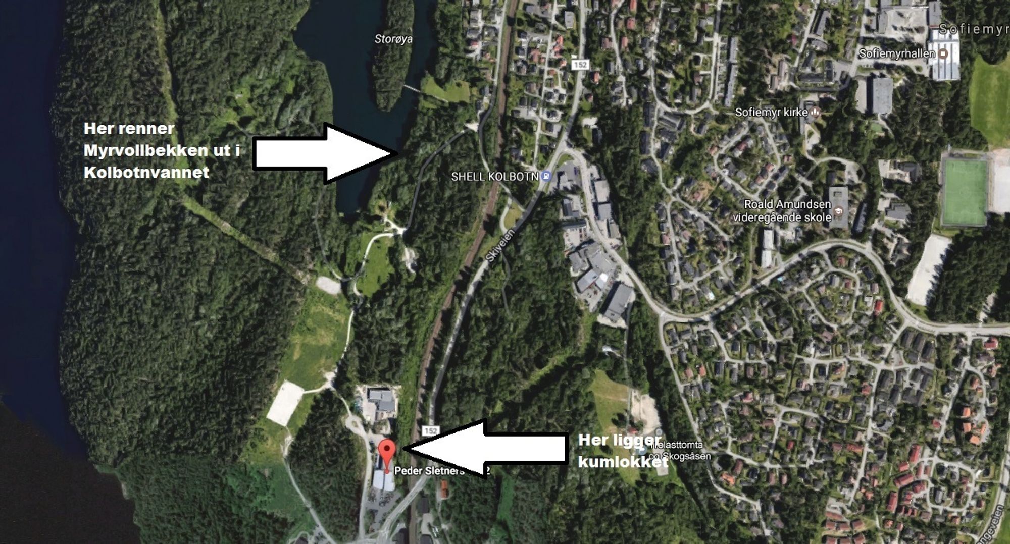 HER LEKKER OLJEN FRA: På kartet ser man hvor oljelekkasjen kommer fra.