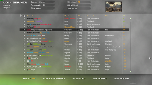 Dedikerte serverar gjennom moddeprosjektet IW4x til Call of Duty: Modern Warfare 2.
