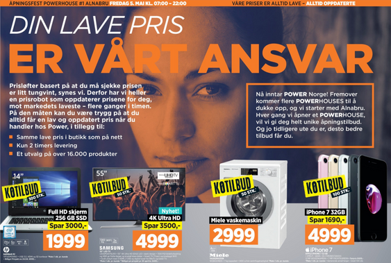 I kundeavisen i forbindelse med åpningen på Alnabru lanserer Power to timers ekspresslevering. (Skjermdump)
