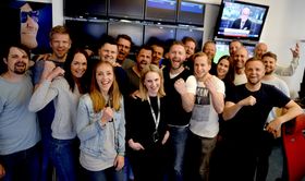 Litt bedre kvinneandel her: Fra da TV 2 besøkte sportsredaksjonen i vår for å snakke om Champions League-rettighetene.