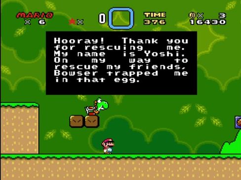 Det første møtet med Yoshi.